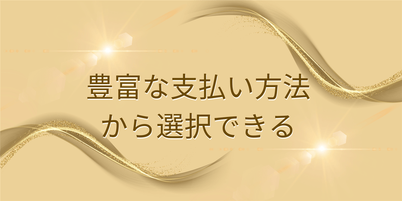 豊富な支払方法から選択できる